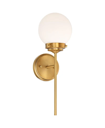360 Lighting Ayva Modern Wall Light Sconce Brass Hardwire 6" Fixture White Glass Globe for Bedroom Bathroom Vanity Reading Living Room Hallway House