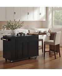 Streamdale Furniture Kitchen Island Extendable Table and Trash Storage