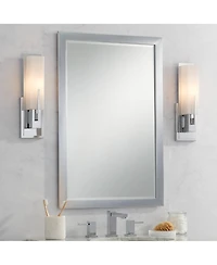 Possini Euro Design Midtown Modern Wall Light Sconces Set of 2 Chrome Hardwire 4 1/2" Fixture White Glass for Bedroom Bathroom Vanity Reading House