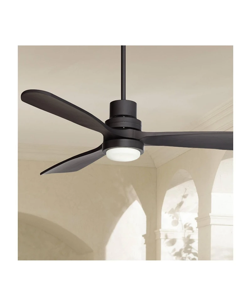 Casa Vieja 52" Delta Dc Modern Indoor Outdoor Ceiling Fan 3 Blade Cct Led Light Remote Control Matte Black Finish Bedroom Dc Motor