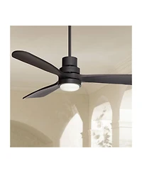 Casa Vieja 52" Delta Dc Modern Indoor Outdoor Ceiling Fan 3 Blade Cct Led Light Remote Control Matte Black Finish Bedroom Dc Motor