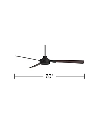 Casa Vieja 60" Invictus Indoor Outdoor Ceiling Fan 3 Blade Remote Control Matte Black Finish Dark Walnut Wood Finish Blades Damp Rated