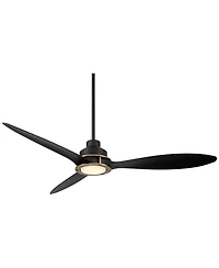 Casa Vieja 56" Veyron Modern Indoor Outdoor Ceiling Fan 3 Blade Led Light Remote Control Matte Black Finish Bedroom Damp Rated