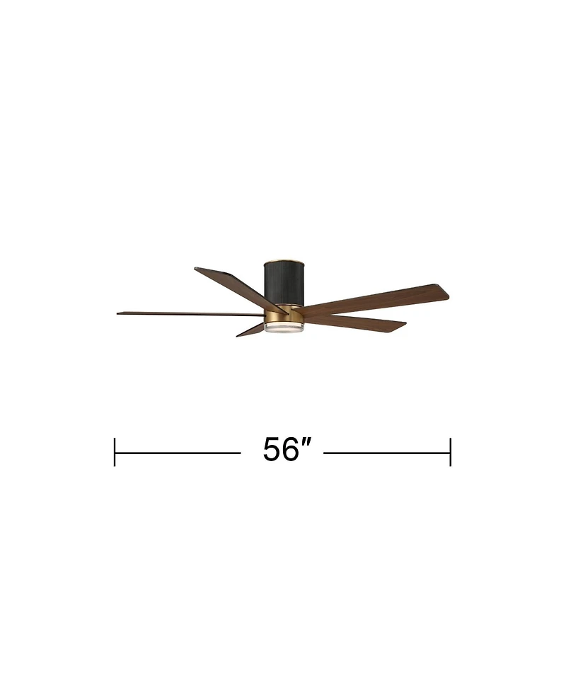 56" Casa Vieja Vex Matte Black Led Hugger Ceiling Fan with Remote