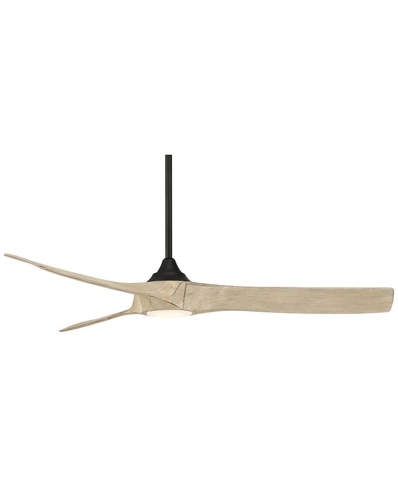 Casa Vieja 54" Kona Wind Matte Black and White Oak Led Ceiling Fan