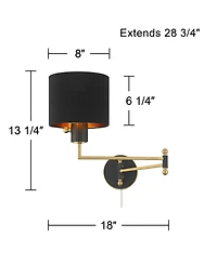 Possini Euro Design Possini Euro Rumi 13 1/4"H Gold and Black Swing-Arm Plug-In Wall Lamp