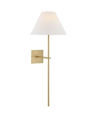 Possini Euro Design Possini Euro Ayla 32" High Brass and White Linen Wall Sconce