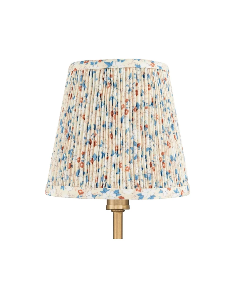 Possini Euro Design Ophelia 9 1/2"H Warm Brass Plug-In Floral Pleated Shade Wall Sconce