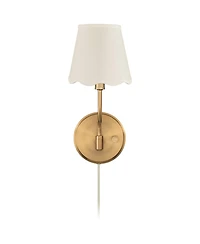 Possini Euro Design Ophelia 9 1/2"H Warm Brass Plug-In Wall Sconce Scallop Shade