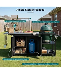 Streamdale Furniture Outdoor Grill Cart with Storage and Drop Leaf for Big Green Egg
