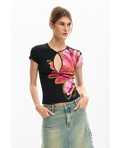 Desigual Women's T-Shirt Opening Flower