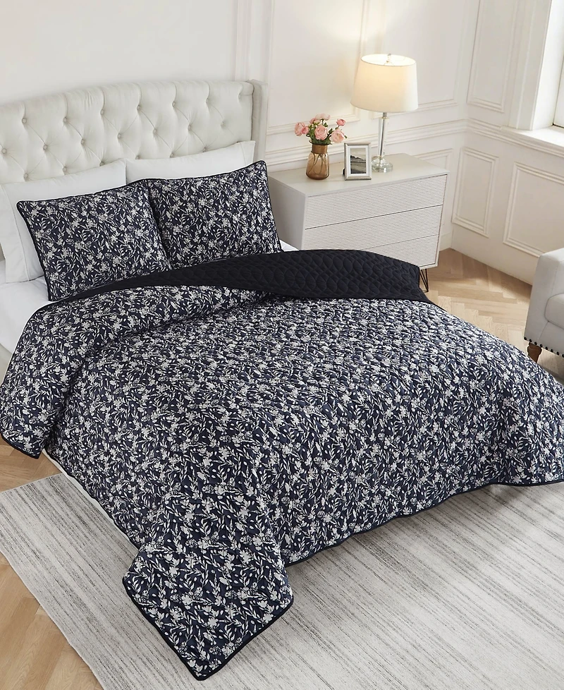 Bcbg Floral Vanna Velvet 3-Pc. Quilt Set, Full/Queen