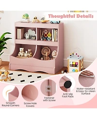 Gouun Toy Storage Organizer 4- Cubby Kids Bookcase for Toys and Books, 26.5" x 16" x 24.5"