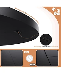 Homfan Space-Saving Modern Round Dining Table for 4-6, Sturdy Pedestal Base, Contemporary Furniture Apartment, Living Room, Kitchen