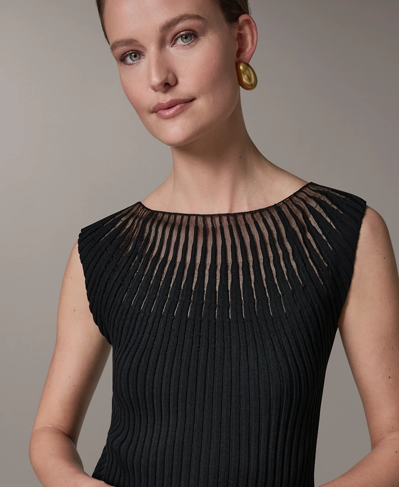 Donna Karan New York Petite Crewneck Sleeveless Sweater Top