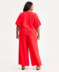 Vince Camuto Plus Split Neck Bubble Sleeve Blouse