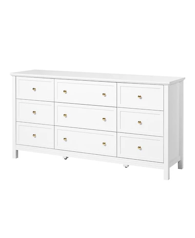 Gouun 9 Drawer Dresser, Wooden Chest of Drawers with Sliding and Anti