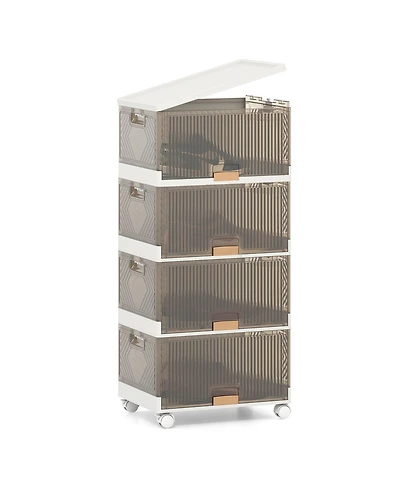 Gouun 4-Cube Stackable Storage Bins with Detachable Wheels
