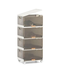 Gouun 4-Cube Stackable Storage Bins with Detachable Wheels