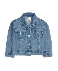 Sweet Wink Little Girls Cherry Sequin Patch Denim Jacket