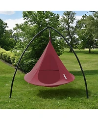 Vivere Double Cacoon Hanging Chair Indoor/Outdoor Polyester Canvas Hammock, Red