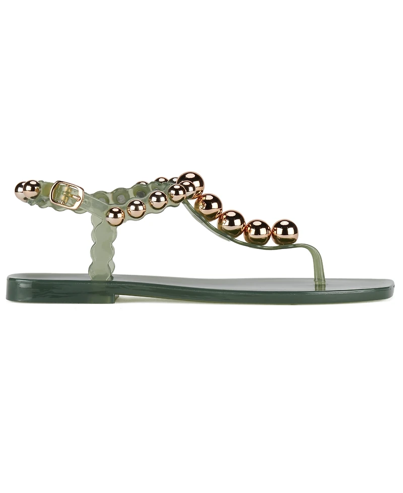Jeffrey Campbell Women's Plated Studded T-Strap Jelly Sandals