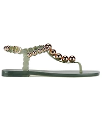 Jeffrey Campbell Women's Plated Studded T-Strap Jelly Sandals