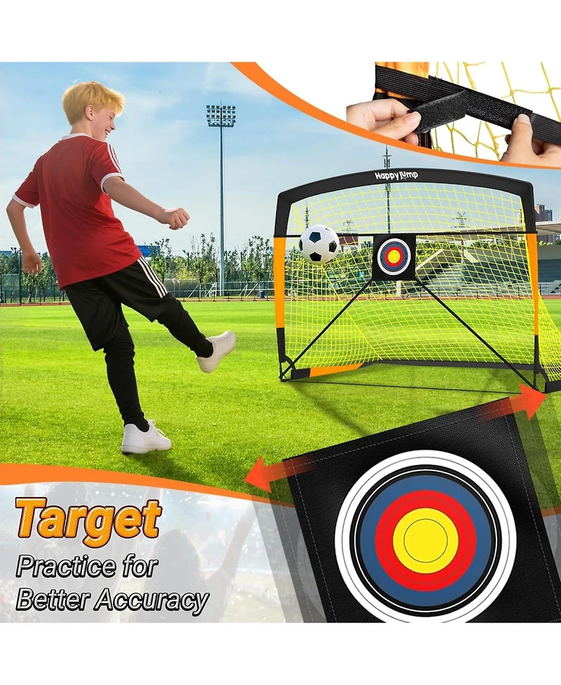 Happy Jump Soccer Goal 7'x5', 6.6 x3.3', 5'x3.6', 4'x3', 3'x2.2' Soccer Net for Kids Backyard