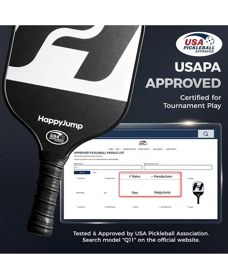 Happy Jump Pickleball Paddle Set - Usapa Approved Fiberglass Rackets with 4 Balls and Bag - Great Gift for Family, Friends and Pickleball Lovers
