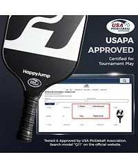 Happy Jump Pickleball Paddle Set - Usapa Approved Fiberglass Rackets with 4 Balls and Bag - Great Gift for Family, Friends and Pickleball Lovers