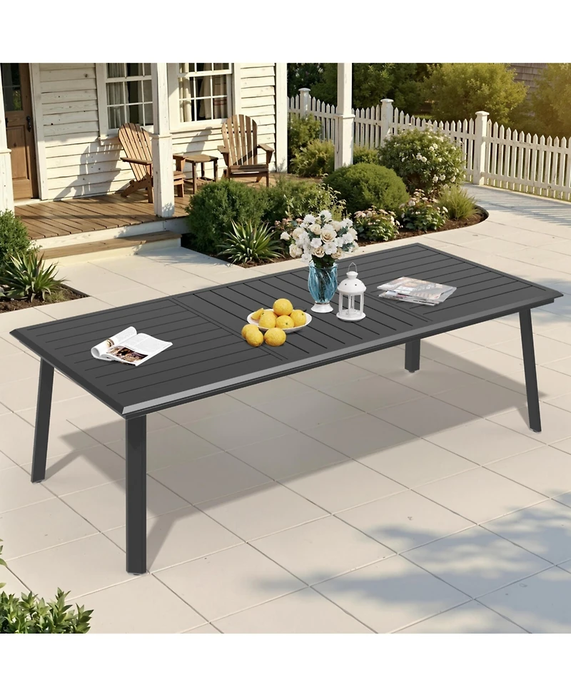 Pellebant 93.9in Outdoor Patio All-Weather Aluminum Dining Table with Umbrella Hole