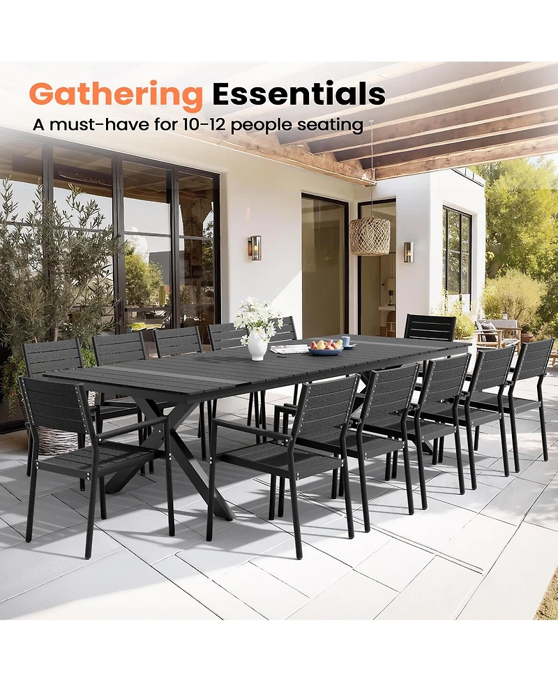 Pellebant 118'' All-Weather Aluminum X-shaped Outdoor Patio Dining Table