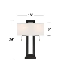 360 Lighting Neil 26" Rectangular Rustic Modern Table Lamps with Usb Port And Pull Chain, Set of 2