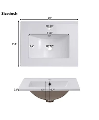 Casainc 20" Small Bathroom Vanity with Ceramic Basin, Bathroom Storage Cabinet with Soft-Close Door