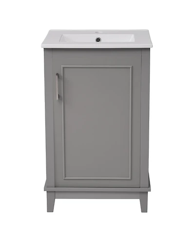 Casainc 20" Small Bathroom Vanity with Ceramic Basin, Bathroom Storage Cabinet with Soft-Close Door