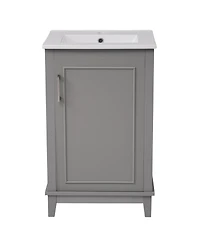 Casainc 20" Small Bathroom Vanity with Ceramic Basin, Bathroom Storage Cabinet with Soft-Close Door