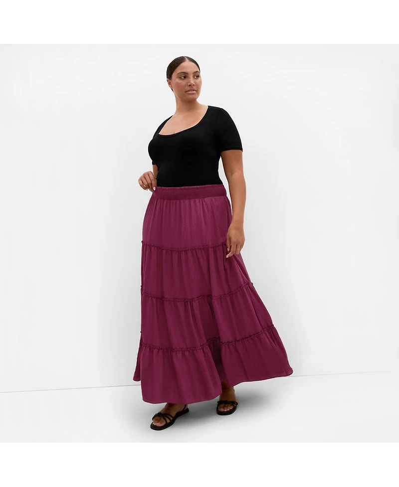 City Chic Women's Boho Tiered Maxi Skirt