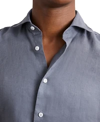 Reiss Men's Linen Cutaway Collar Regular Fit Shirt
