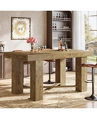 Tribesigns 55" Farmhouse Bar Table, Rectangular Counter Height Table, Modern Wooden Home Bar Furniture