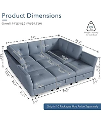 gaomon Modular Sectional Sofa, 143.8 in Sectionals Couch U Shaped Sofa with Storage Ottoman, 9 Seat Comfy Sectional Couches