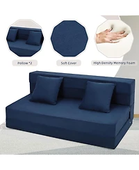 gaomon Folding Sofa Bed with Pillows, Convertible Sleeper Chair, Modern Futon Floor Couch, Foldable Memory Foam Chair