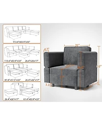 gaomon Modular Sectional Sofa with Ottomans Chenille Sleeper 7 - Seat Sofa Couch with Chaise and Storage Seats U Shaped Couch for Living Room