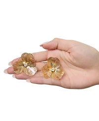 Jessica Simpson Textured Petal Flower Stud Earrings