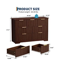Gaomon Modern Fluted Wood Dresser with 7 Drawers for Bedroom Storage