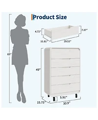 Gaomon Wood Dresser with 5 Drawers for Bedroom Storage