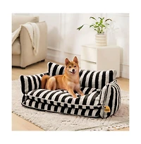FunnyFuzzy Striped Faux Lambswool Double Layer Pet Sofa Bed