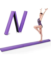 Zeny 9ft Folding Gymnastics Balance Beam for Kids, Floor Balance Beam Bar with Anti-Slip Base Extra Firm Foam Walking Beams
