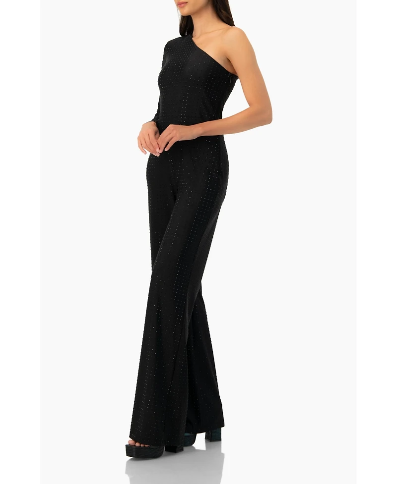 Ivonne Women's Wide-Leg Textured Jumpsuit with One Long Sleeve