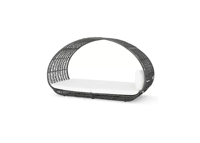 Mondawe Outdoor Wicker Canopy Daybed - Aluminum Frame with Water-Resistant Cushion