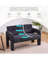 Rainsken 47" Chenille Loveseat Sofa, 2 Seater Mini Couch with Deep Seat and Dual Armrests, Upholstered Couch Perfect for Living Room, Apartment